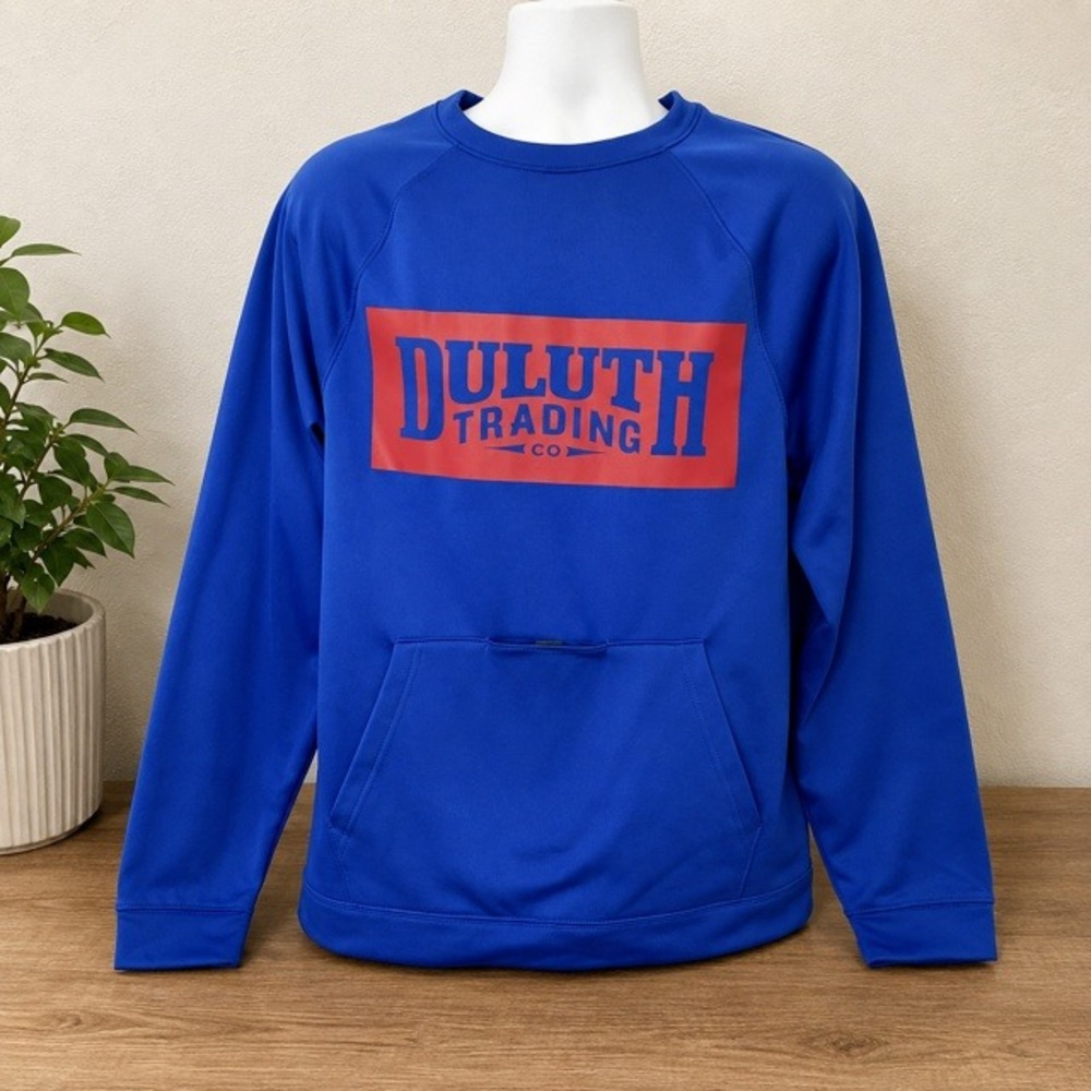 Duluth Trading Co Pullover Sweatshirt Mens Small Blue Logo Pocket